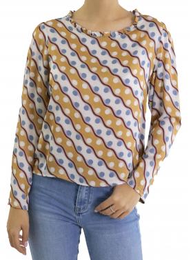 Blusa girocollo fantasia 